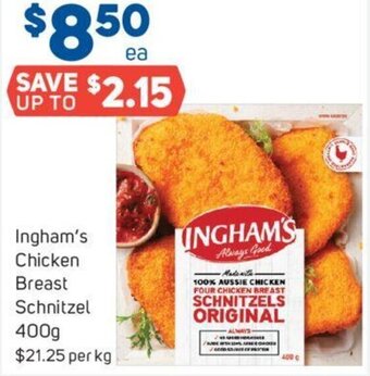 Foodland Ingham's Chicken Breast Schnitzel 400g offer