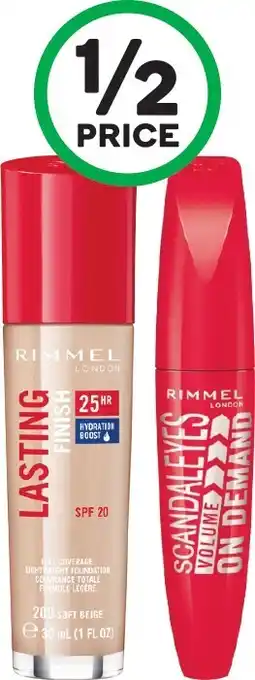 Woolworths Rimmel Lasting Finish Full Coverage SPF20 Foundation Soft Beige 30ml~ or Volume On Demand Mascara Black 12ml offer