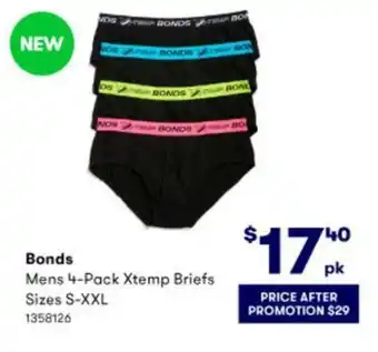Bonds 4-Pack Xtemp Briefs S-XXL