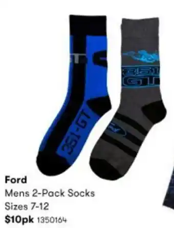 BIG W Ford Mens 2-Pack Socks Sizes 7-12 offer