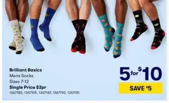 BIG W Brilliant Basics Mens Socks Sizes 7-12 offer