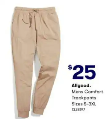 BIG W Allgood Mens Comfort Trackpants Sizes S-3XL offer