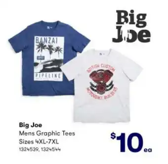 BIG W Big Joe Mens Graphic Tees 4XL-7XL offer