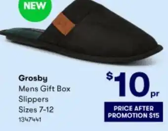 BIG W Grosby Mens Gift Box Slippers Sizes 1-12 offer