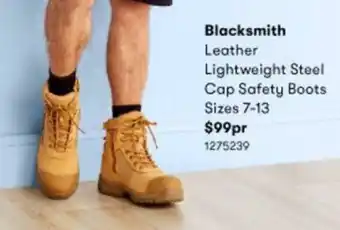 BIG W Blacksmith Leather Lightweight Steel Cap Safety Boots 7-13 offer