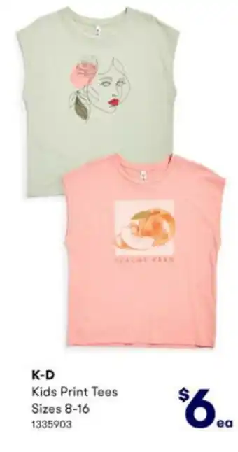 BIG W K-D Kids Print Tees Sizes 8-16 offer