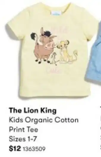 BIG W The Lion King Kids Organic Cotton Print Tee 1-7 offer