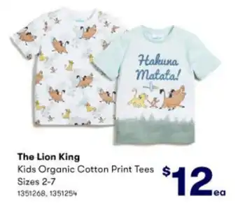 BIG W The Lion King Kids Organic Cotton Print Tees 2-7 offer
