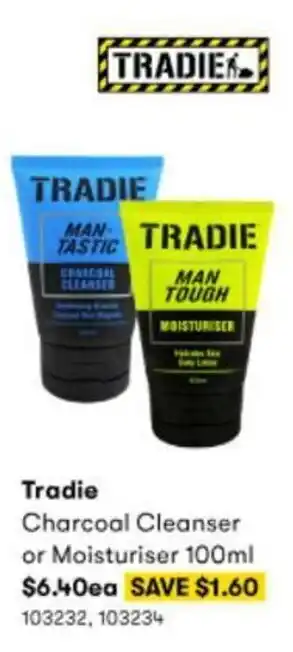 BIG W Tradie Charcoal Cleanser or Moisturiser 100ml offer