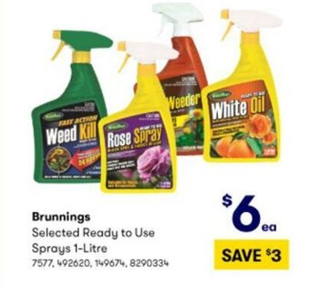 BIG W Brunnings Selected REady to Use Sprays 1-Litre offer
