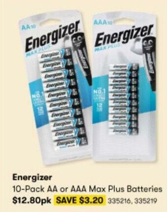 BIG W Energizer 10-Pack AA or AAA Max Plus Batteries offer