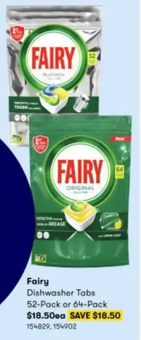 BIG W Fairy Dishwashing Tabs 52 Pack or 64 Pack offer