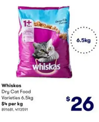 BIG W Whiskas Dry Cat Food 6.5kg offer