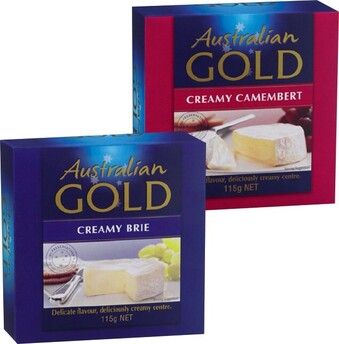 Australian Gold Creamy Brie or Camembert 115g