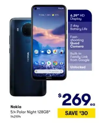BIG W Nokia 5.4 Polar Night 128GB offer