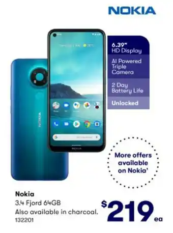 BIG W Nokia 3.4 Fjord 64GB offer