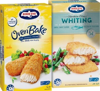 IGA Birds Eye Oven Bake Original Crumb or Southern Blue Whiting Fish Fillets 1kg offer