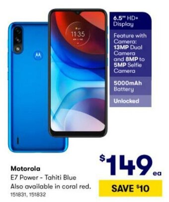 BIG W Motorola E7 Power - Tahiti Blue offer