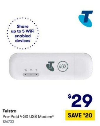 BIG W Telstra Pre-Paid 4GX USB Modem offer