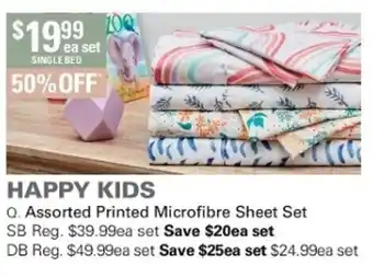 Harris Scarfe Happy Kids Assorted Printed Microfibre Sheet Set SB offer