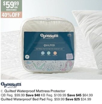Harris Scarfe Opossum Quilted Waterproof Mattress Protector QB offer
