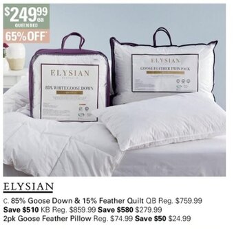 Harris Scarfe Elysian 85% Goose Down & 15% Feather Quilt QB offer