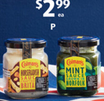Colman's Horseradish Sauce 136g or Classic Mint Sauce 165g