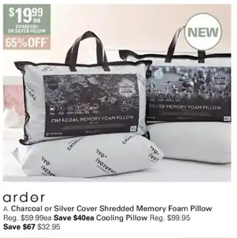 Harris Scarfe Arder Charcoal or Silver Cover Shredded Memory Foam Pillow offer