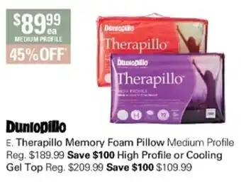Harris Scarfe Duniopillo Therapillo Memory Foam Pillow Medium Profile offer