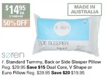 Harris Scarfe Soren Standard Tummy, Back or Side Sleeper Pillow offer