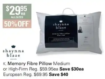 Harris Scarfe Shanna Blaze Memory Fibre Pillow Medium or High-Firm offer