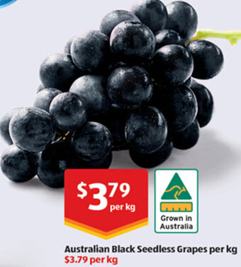 ALDI Australian Black Seedless Grapes per kg offer