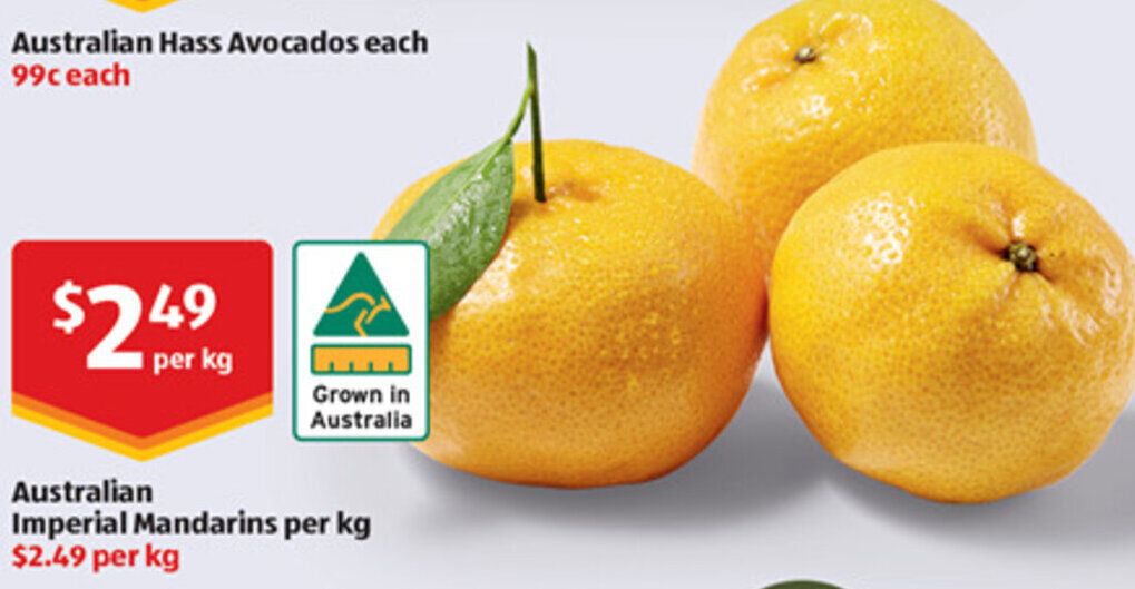 Australian Imperial Mandarins per kg offer at ALDI