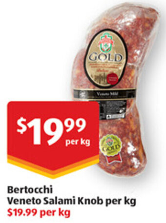 ALDI Bertocchi Veneto Salami Knob per kg offer
