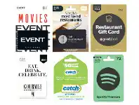Coles Event Cinemas, the Restaurant Choice, Good Food, Gourmet Traveller Restaurant, Catch and Spotify Premium Gift Cards offer
