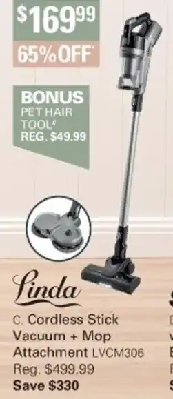 Harris Scarfe Linda Cordless Stick Vacuum + Mop Attachment LVCM306 offer