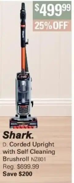 Harris Scarfe Shark Corded Upright with Shelf Cleaning Brushroll NZ801 offer