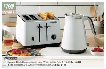 Harris Scarfe Morphy Rischards Aspect Black Chrome Kettle Luxe White 100024 offer