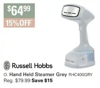 Harris Scarfe Russell Hobbs Hand Held Steamer Grey RHC400GRY offer