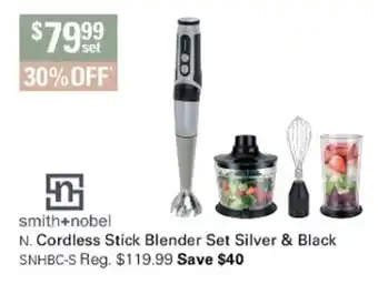 Harris Scarfe Smith+Nobel Cordless Stick Blender Set Silver & Black offer