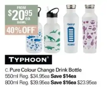 Typhoon Pure Colour Change Drink Bottle 550ml