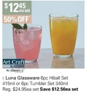 Harris Scarfe Art Craft Luna Glassware Set offer