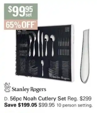 Harris Scarfe Stanley Rogers 56pc Noah Cutlery Set offer