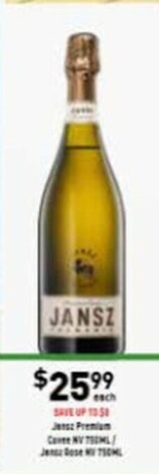 Liquor Legends Jansz Premium Cuvee NV 750mL / Jansz Rose NV 750mL offer