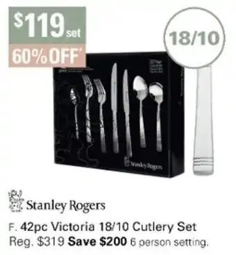Harris Scarfe Stanley Rogers 42pc Victoria 18/10 Cutlery Set offer