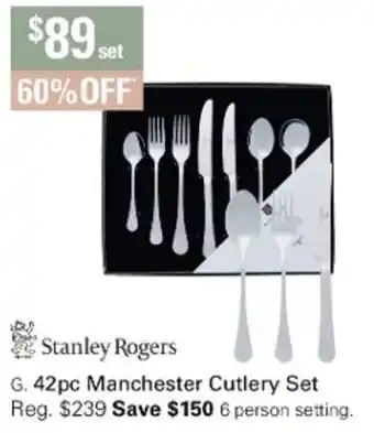 Harris Scarfe Stanley Rogers 42pc Manchester Cutlery Set offer