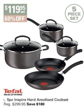 Harris Scarfe Tefal 5pc Inspire Hard Anodised Cookset offer