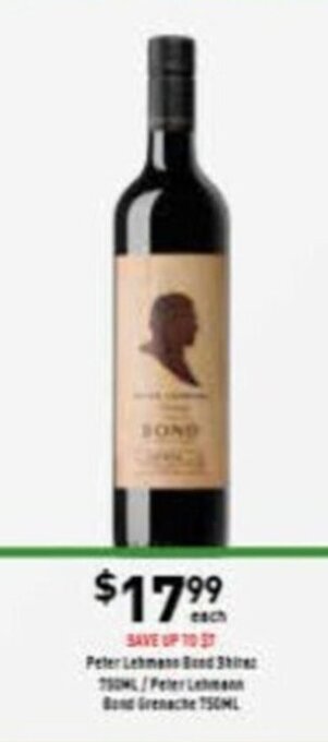 Peter Lehmann Bond Shiraz 750mL / Peter Lehmann Bond Grenache 750mL