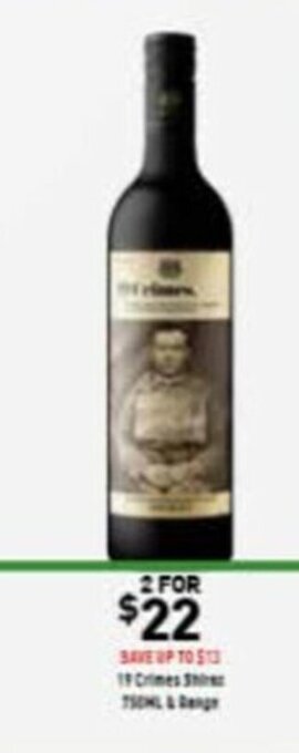 19 Crimes Shiraz 750mL