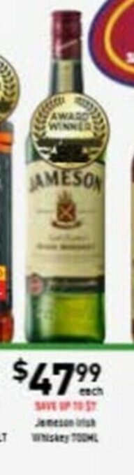 Liquor Legends Jameson Irish Whiskey 700mL offer